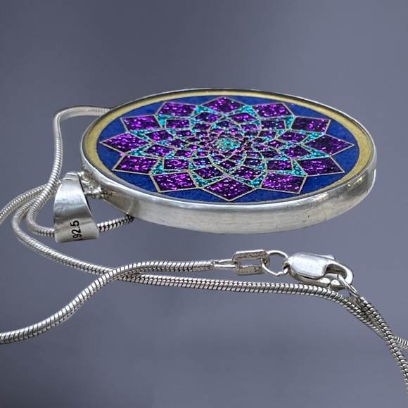 🌺Artisan 2 Sided Sterling Kaleidoscope/Chakra Necklace - Picture 9 of 14